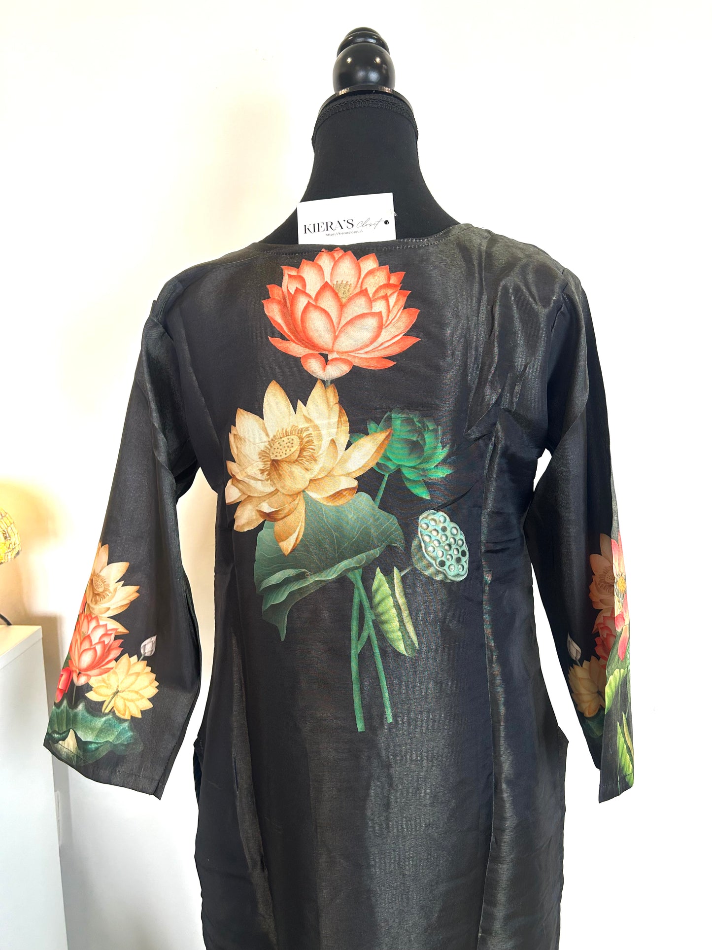 Black digital print kurta set