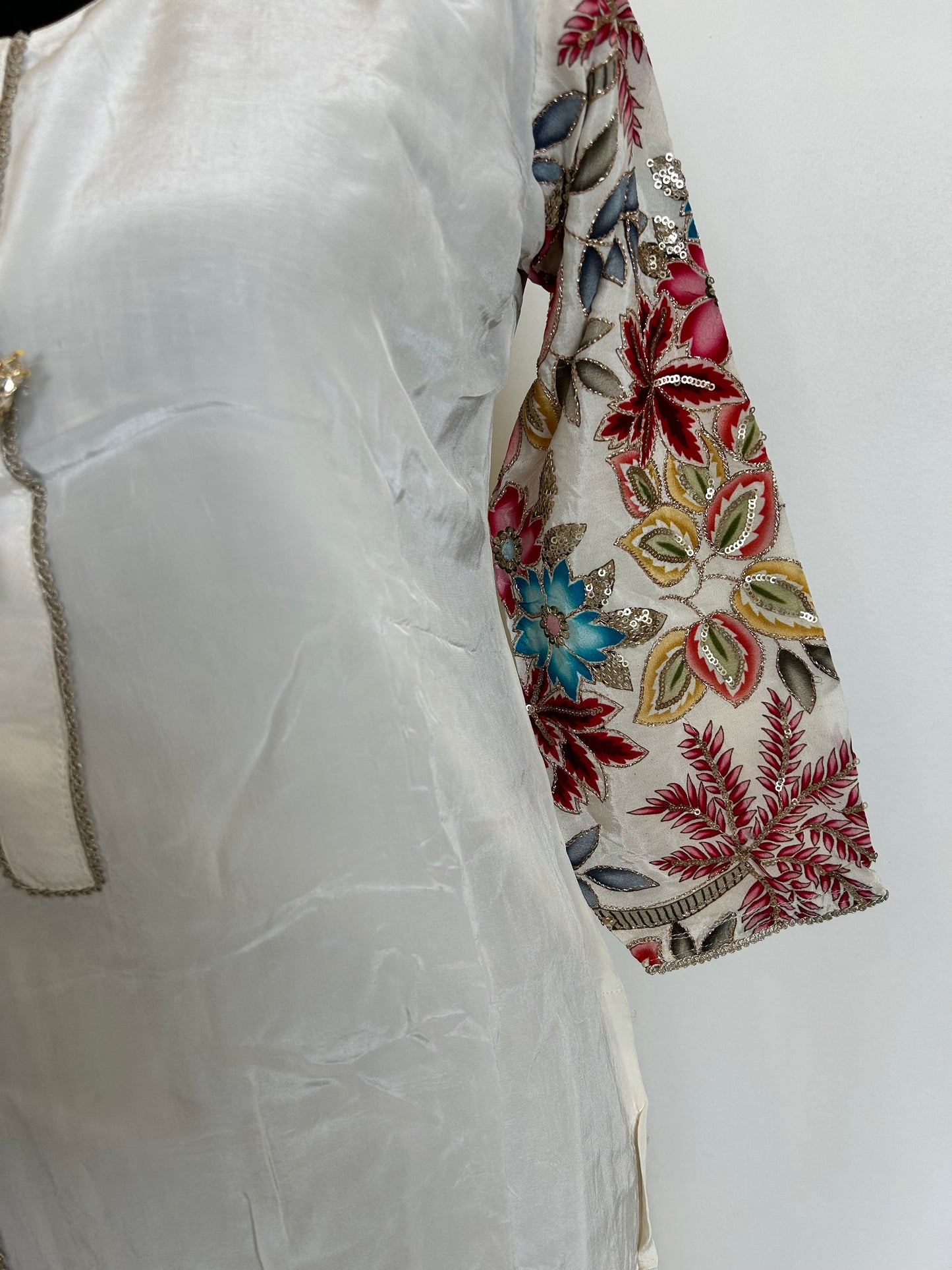 White Kurta With Printed Dupatta