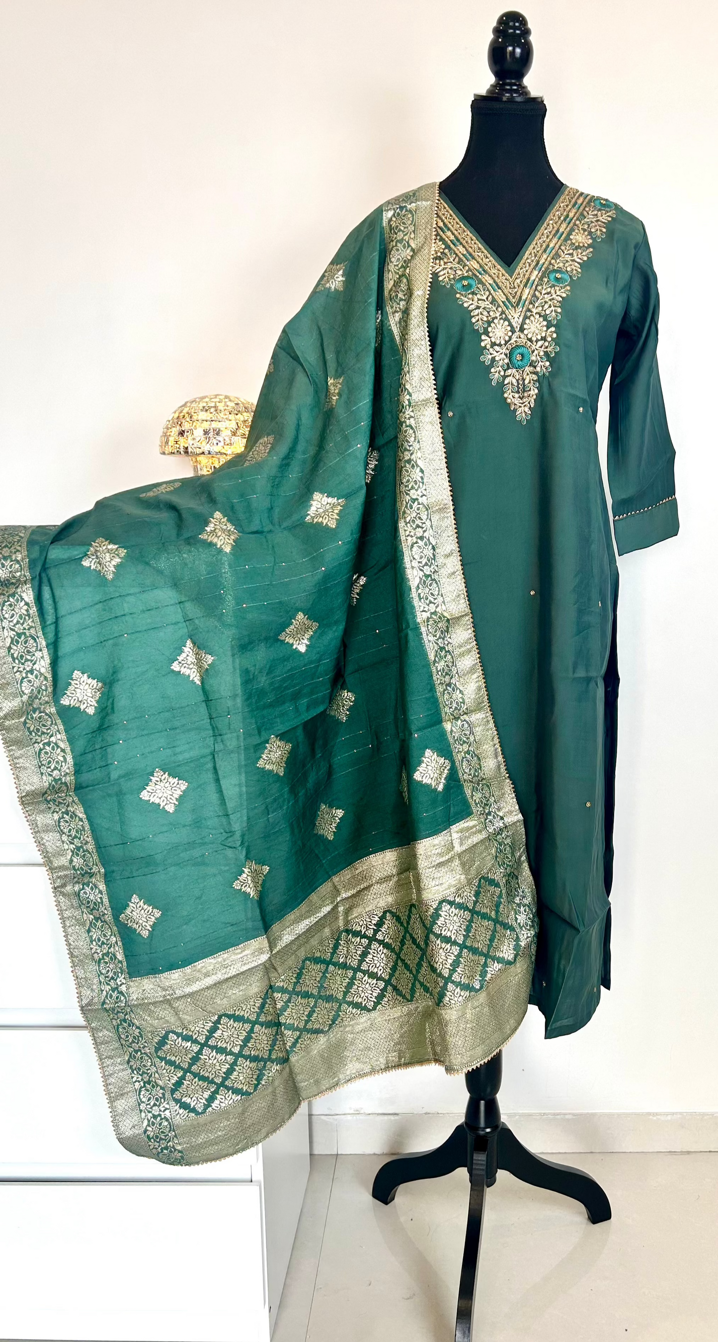 Dark Green Kurta Set