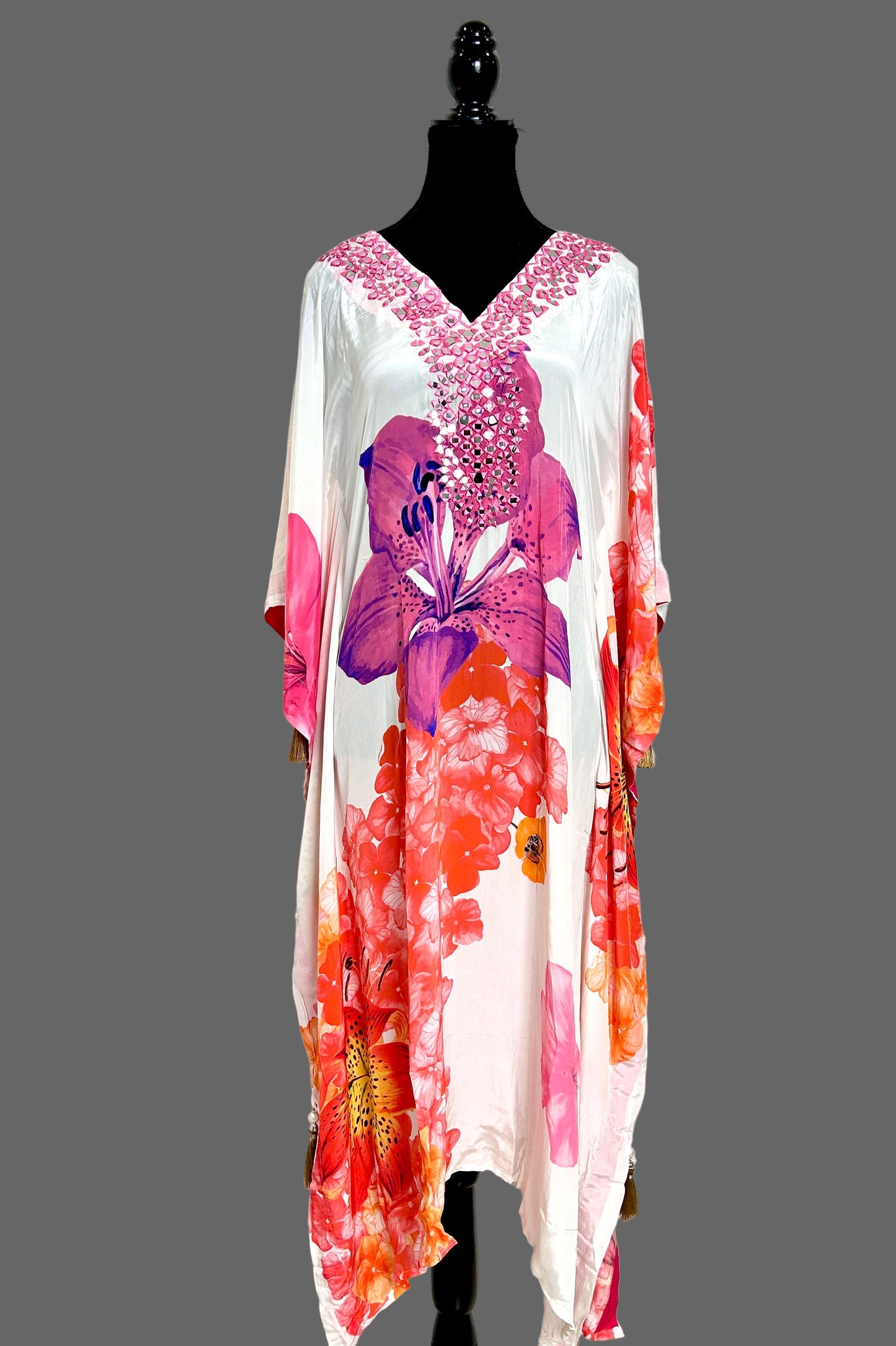 White and Pink Kaftan set