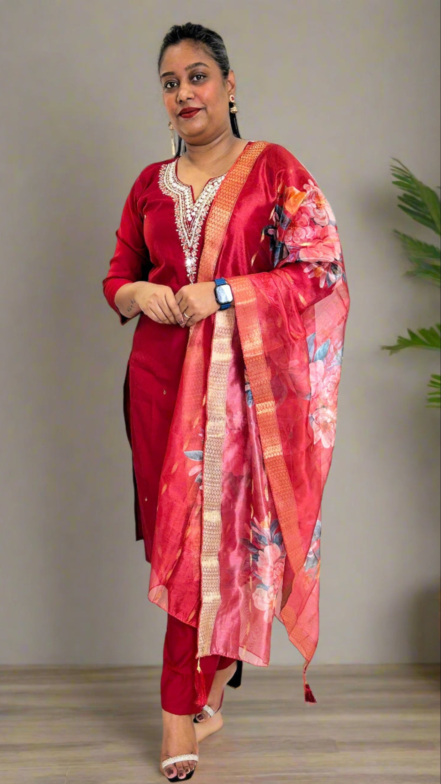 Red Kurta Set