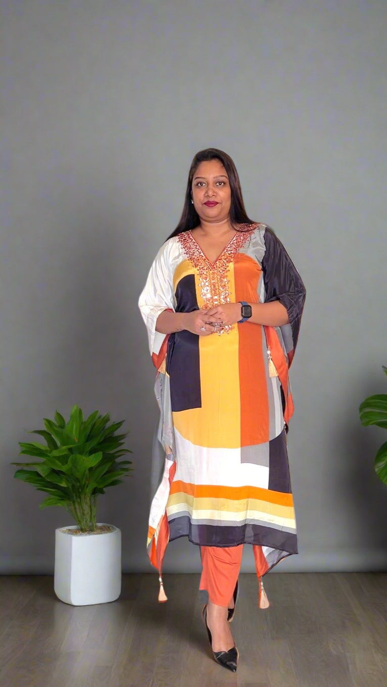 Orange Kaftan Set