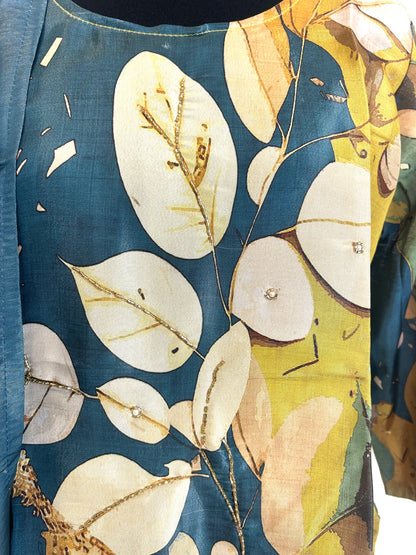 Green and yellow kurta set