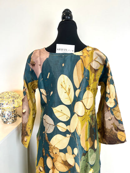 Green and yellow kurta set