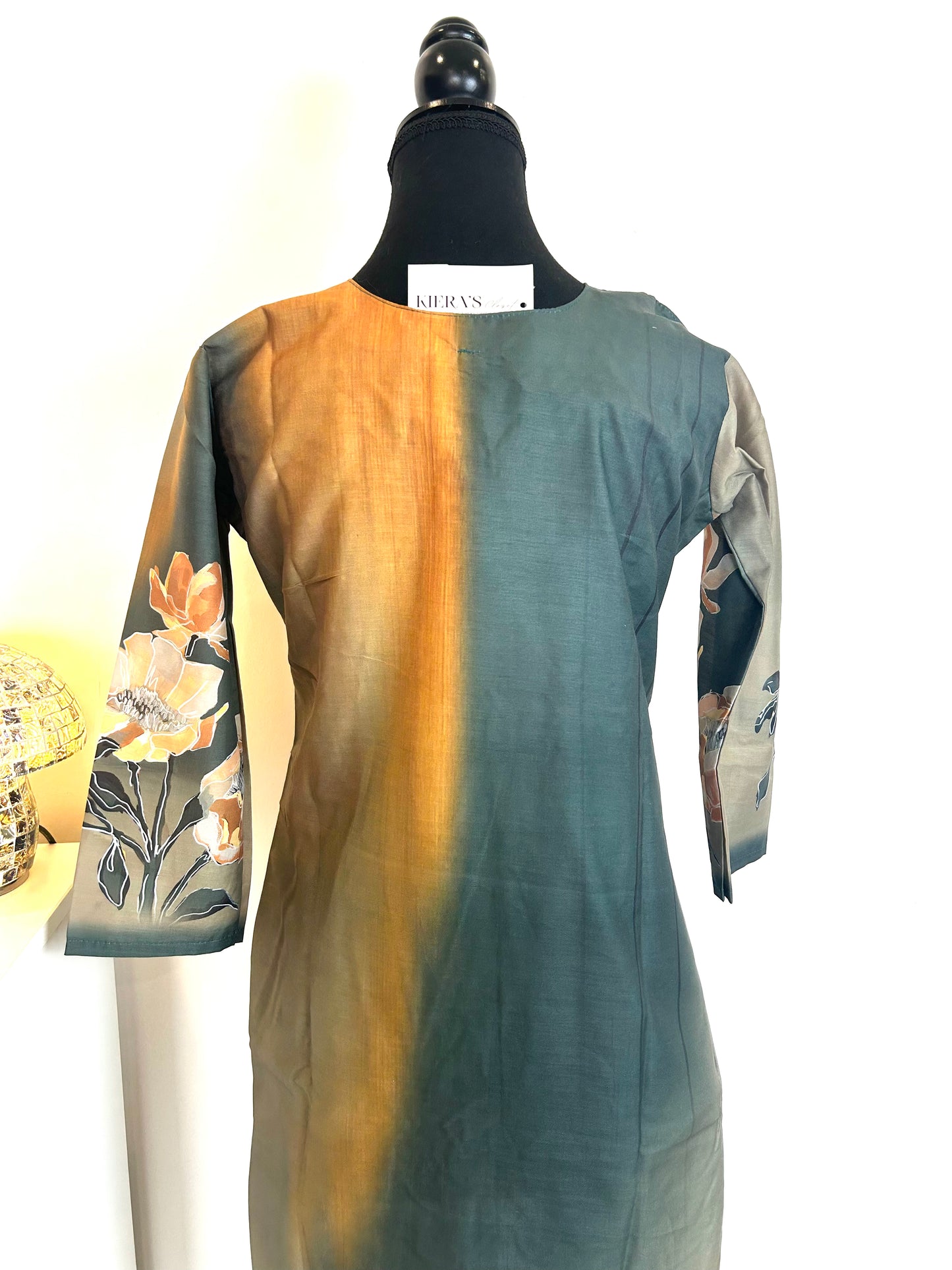 Green and Mustard Digital Print Kurta set