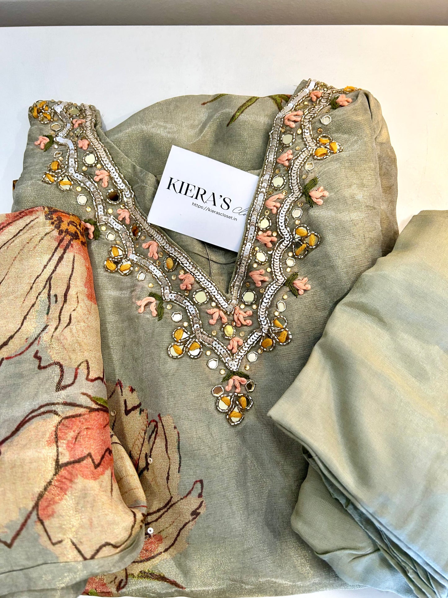 Light green digital print kurta set