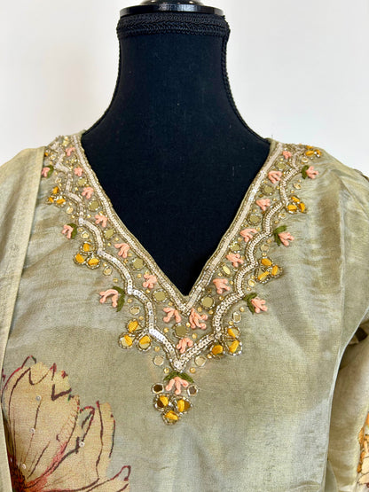 Light green digital print kurta set