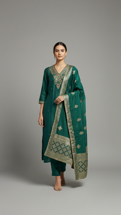 Dark Green Kurta Set