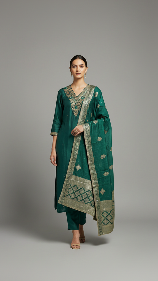Dark Green Kurta Set
