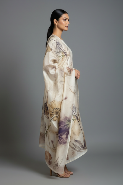 Beige Digital Print Kurta set
