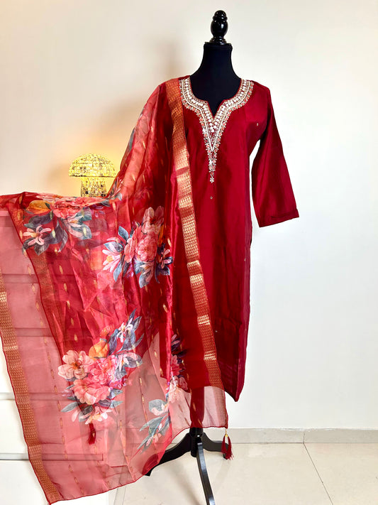 Red Kurta Set