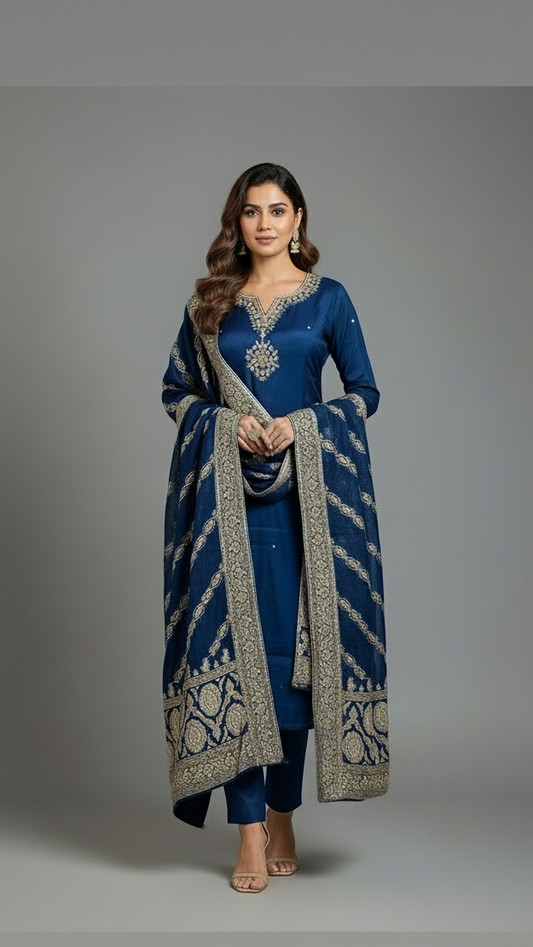 Navy Blue Kurta Set