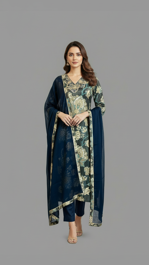 Navy Blue Kurta Set