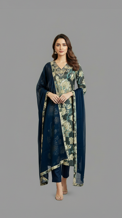 Navy Blue Kurta Set