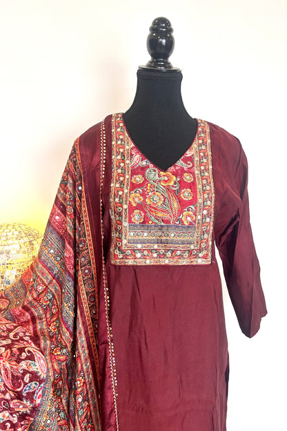 Maroon Kurta Set
