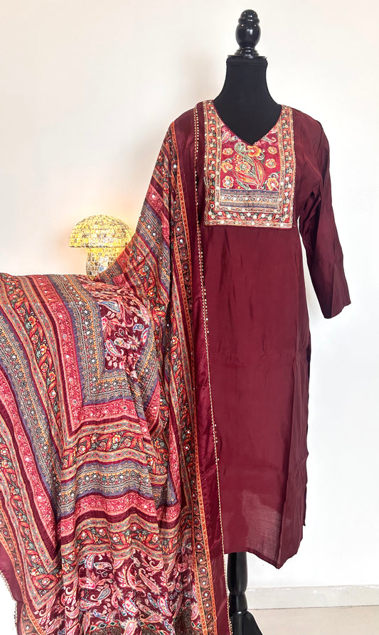Maroon Kurta Set
