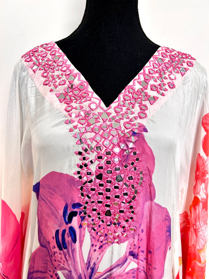 White and Pink Kaftan set