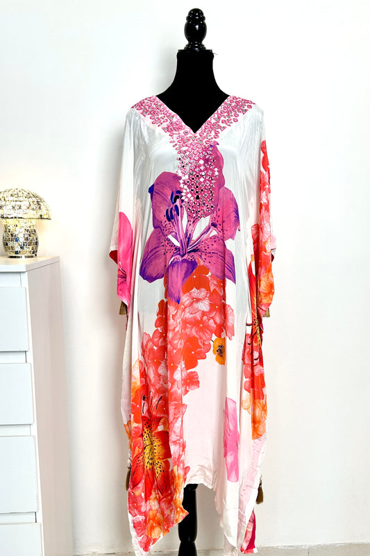 White and Pink Kaftan set