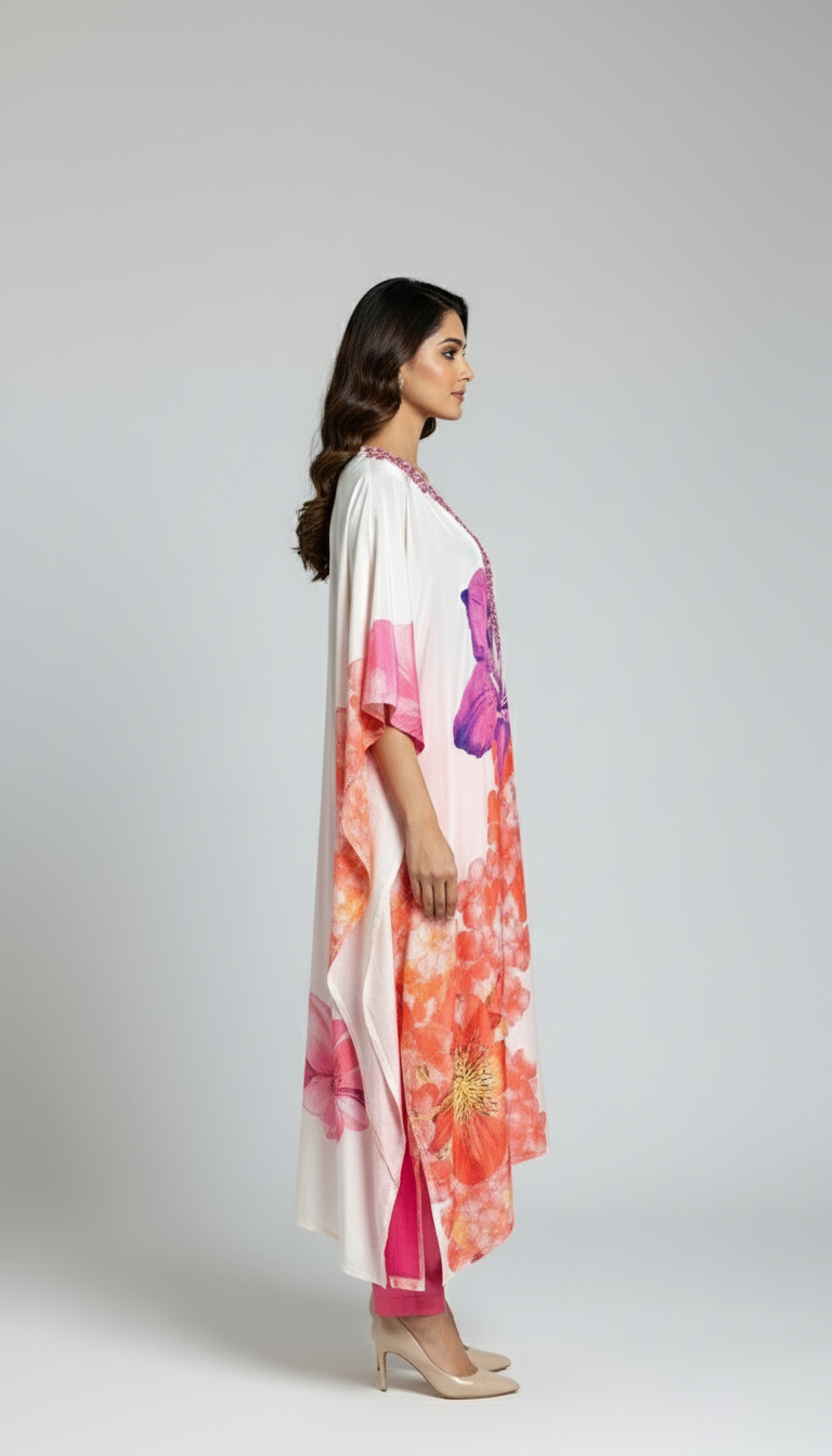 White and Pink Kaftan set