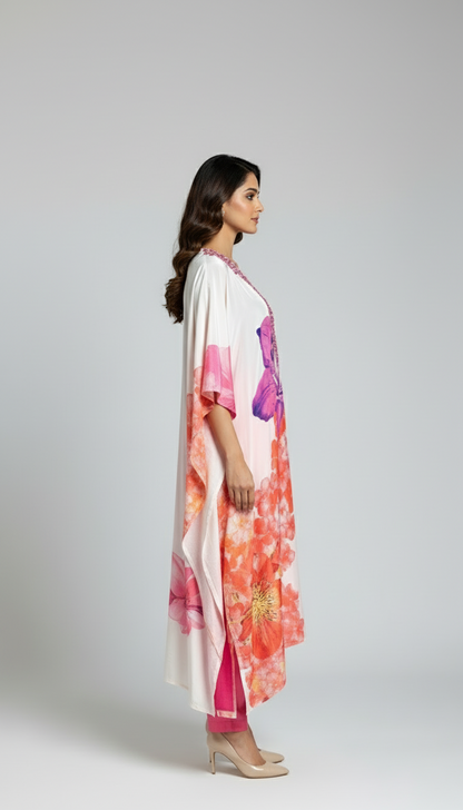 White and Pink Kaftan set